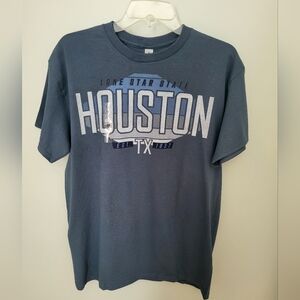 Houston Lone‎ Star State Texas Graphic Short Sleeve T-Shirt Blue New Men Cotton